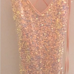 Eilly Bazar pink sequenced short cocktail/party dress size Medium Never worn
